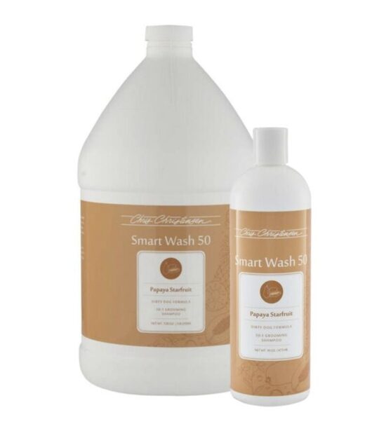 CHRIS CHRISTENSEN SmartWash 50 Papaya Starfruit Grooming Shampoo, 3,78L - šampūns suņiem un kaķiem īpaši netīram apmatojumam